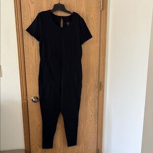 Torrid Black Jumpsuit with Round Neck and Tapered Legs